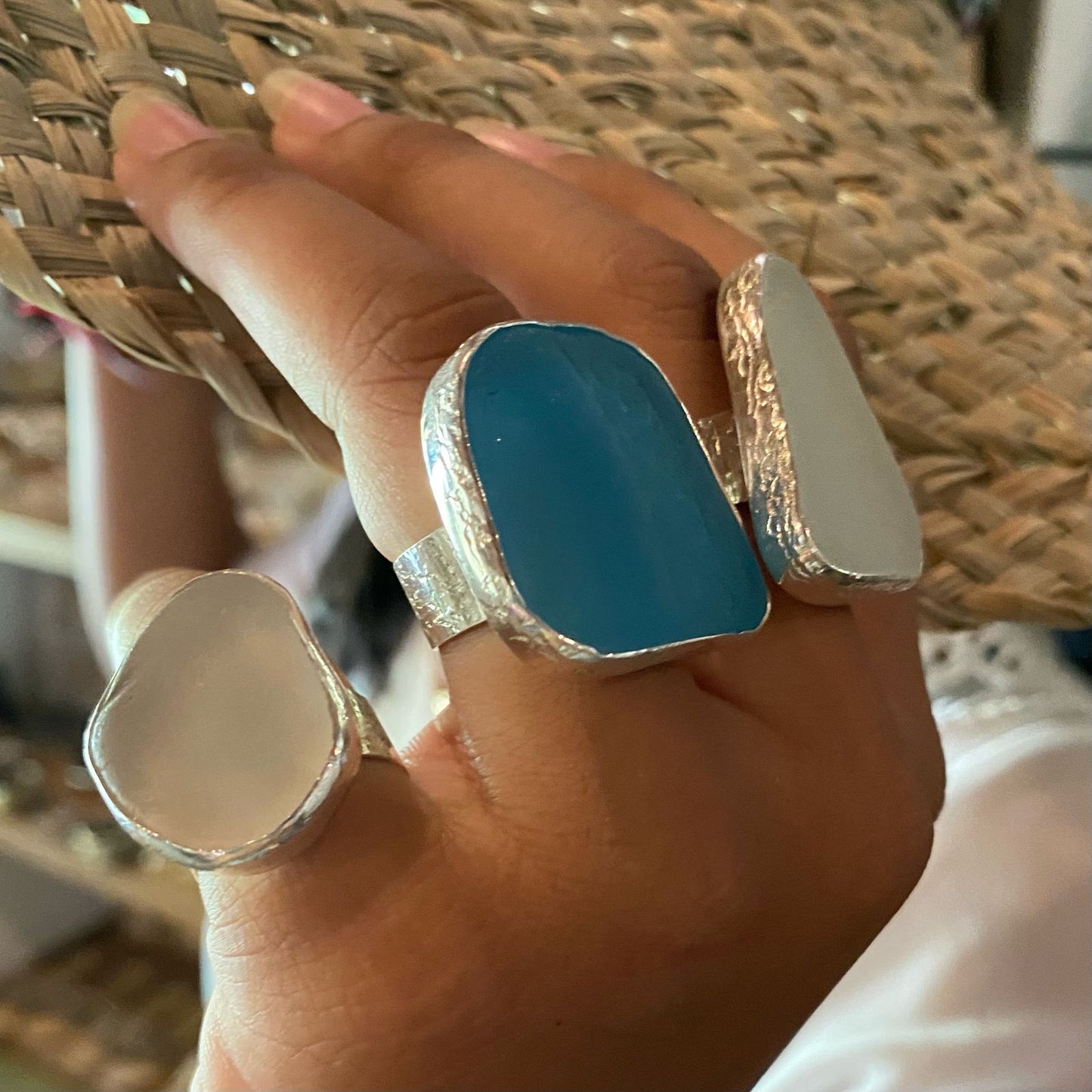 banjo designs seaglass and sterling silver