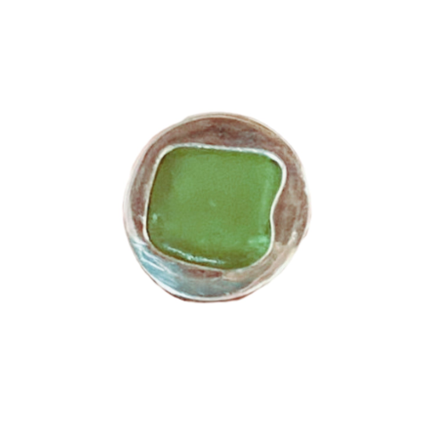 Green seaglass & sterling silver ring