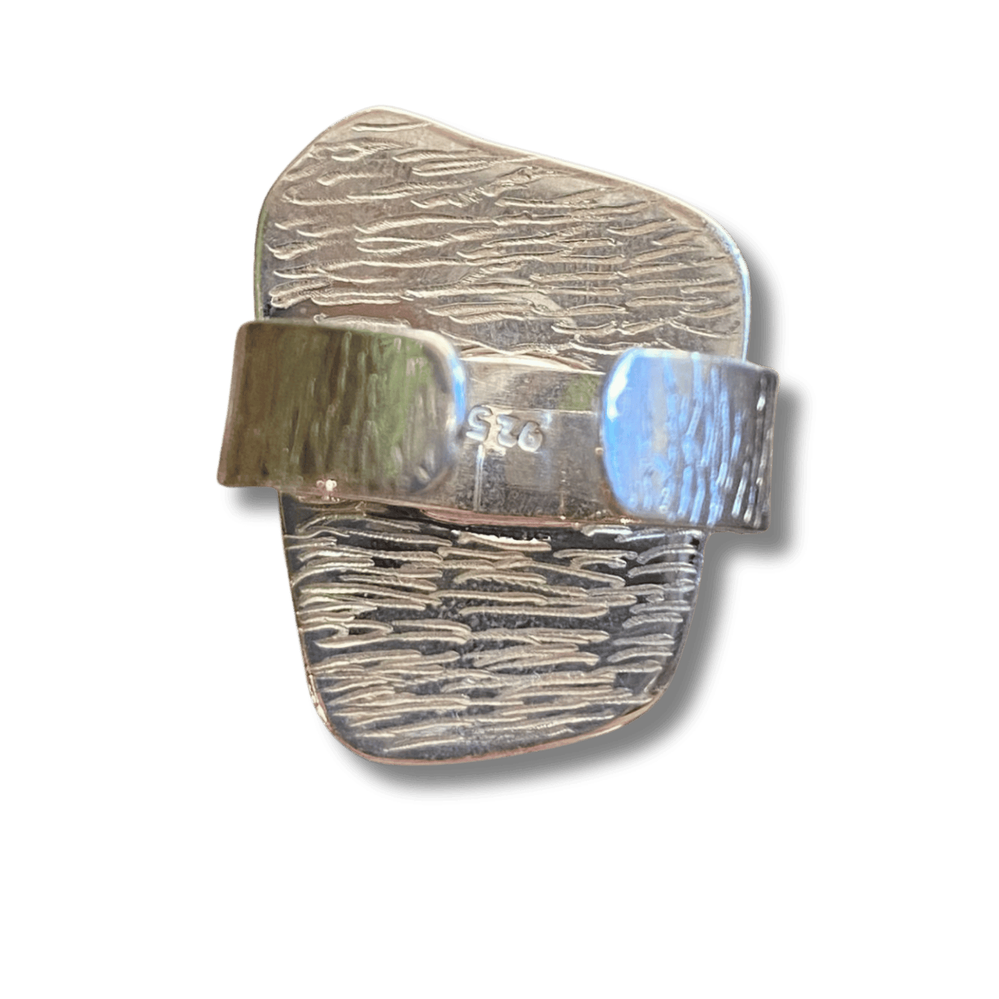 Amber bottle seaglass & sterling silver ring