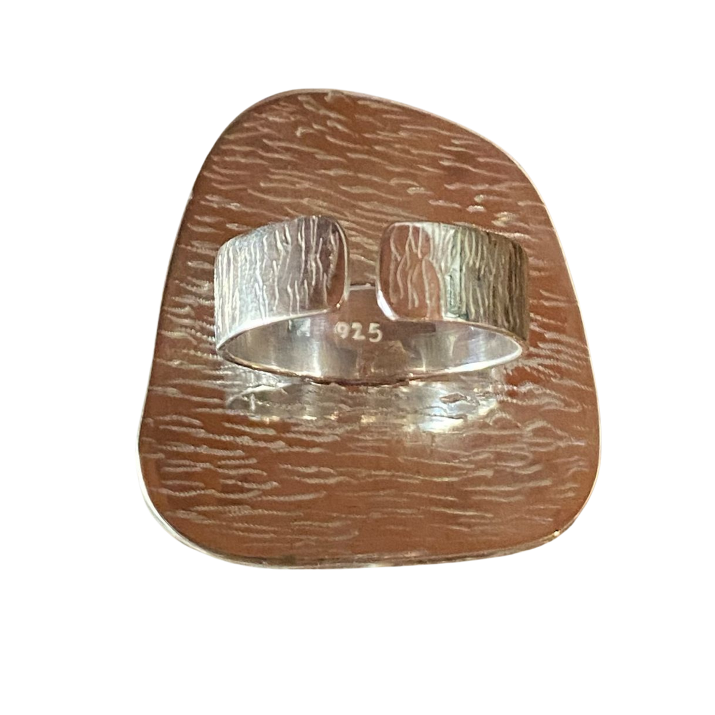 Bottle green seaglass & sterling silver chunky ring #2