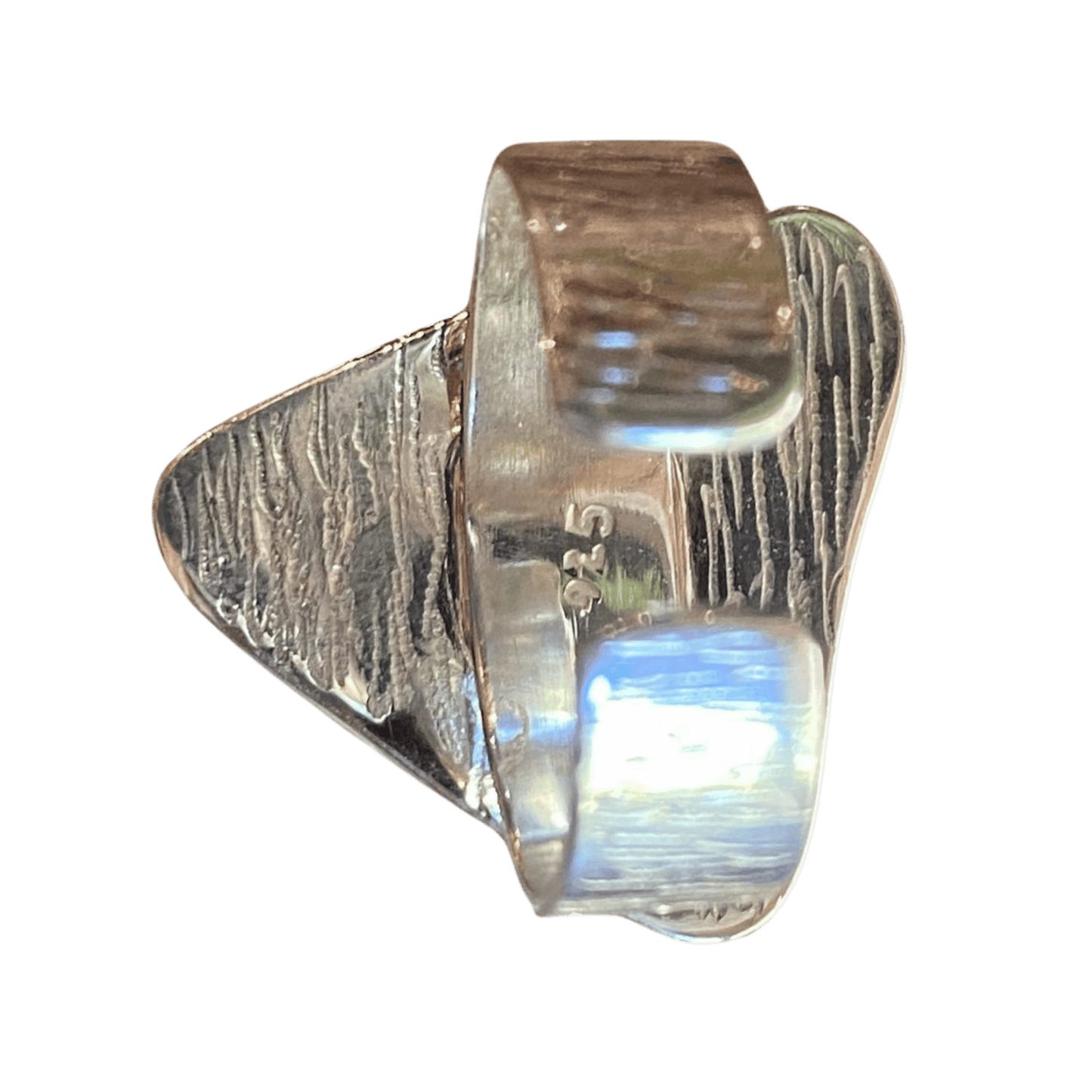 Bottle green seaglass & sterling silver ring #3