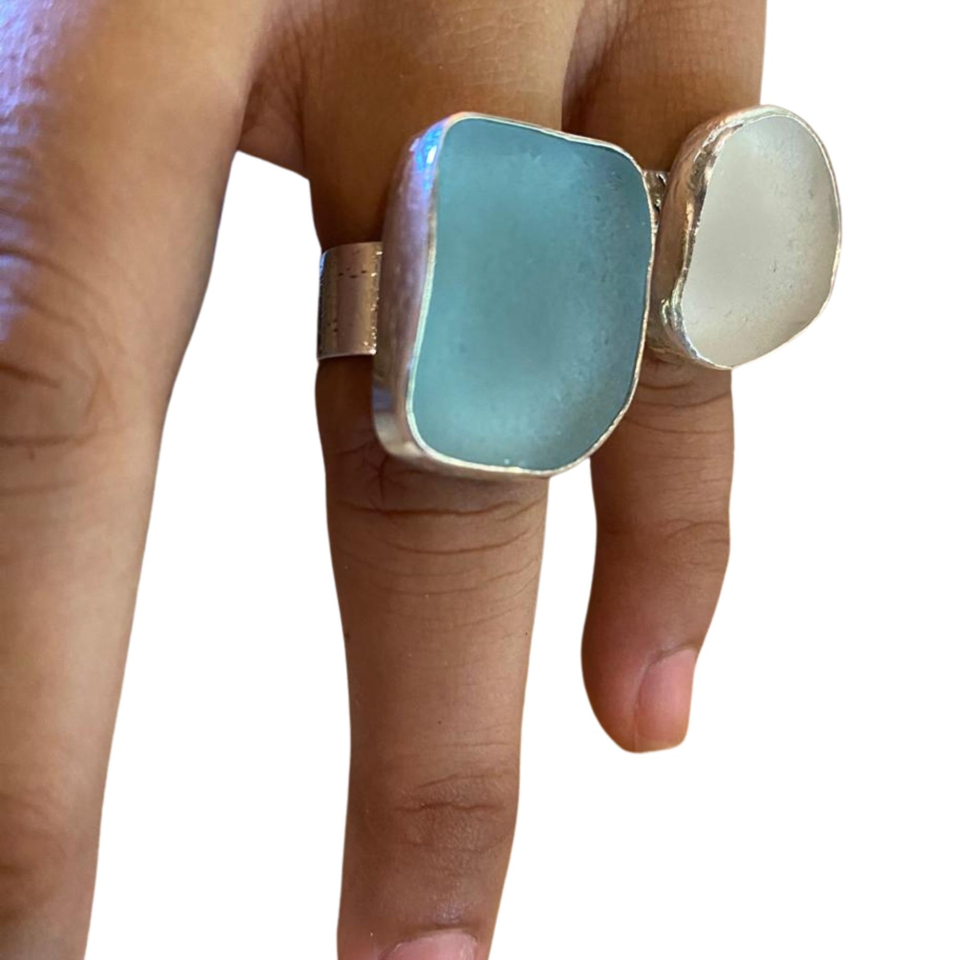 banjo designs pale blue seaglass and sterling silver