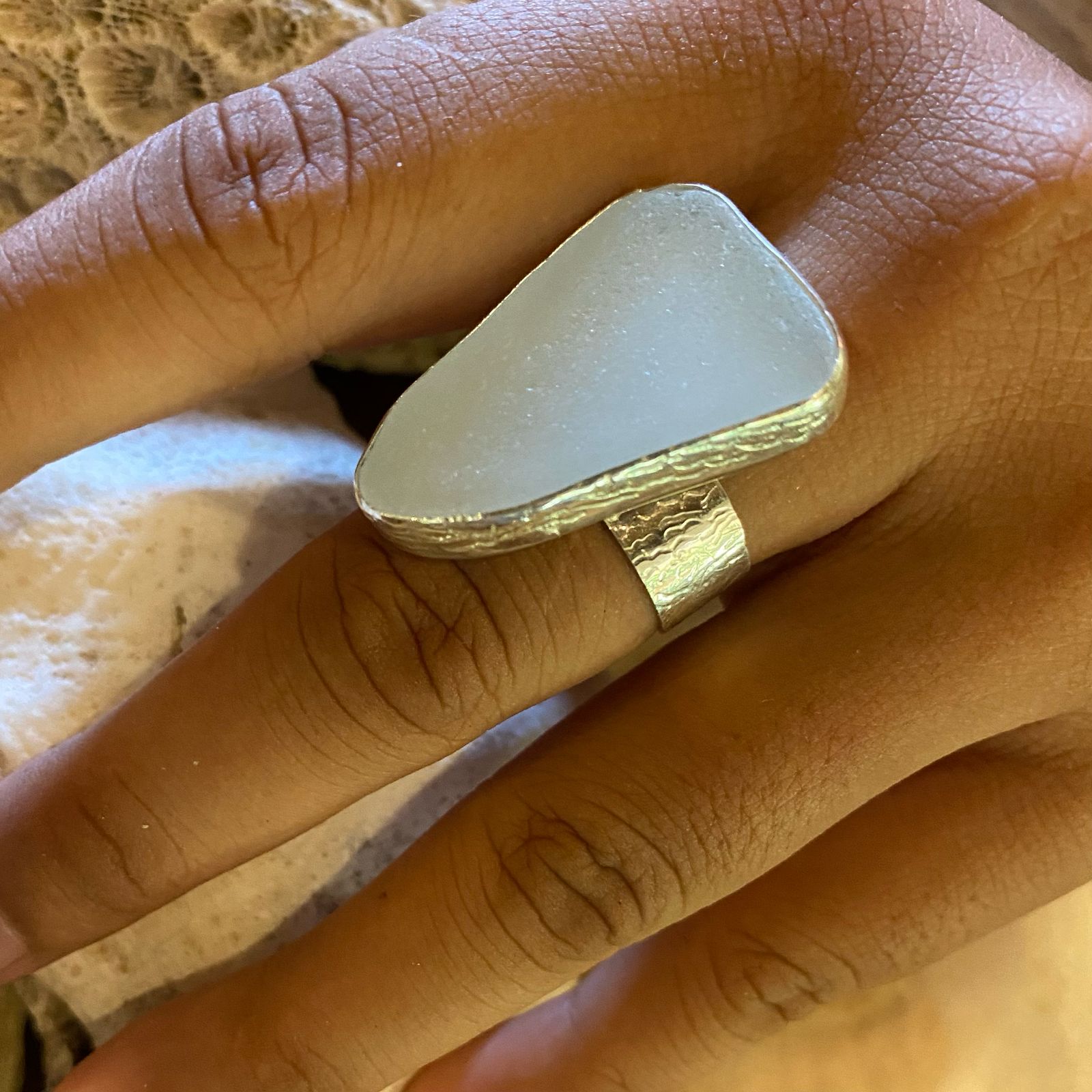 banjo designs white pyramid seaglass and sterling silver